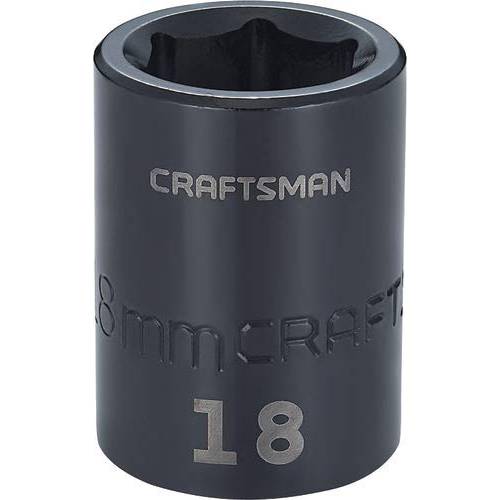 Craftsman 얕은 임팩트소켓, 육각비트소켓 매트릭 1 2-Inch 드라이브 18mm CMMT15866 Black Oxide