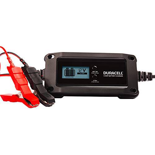 Duracell DRMC4A 4 앰프 배터리 충전기 메인테이너 LCD 디스플레이 6V, 12V, 리튬 이온 배터리