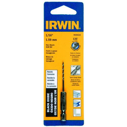 Irwin Tools 4935632 BlackOxide 육각생크 드릴 비트, 1/ 16-Inch