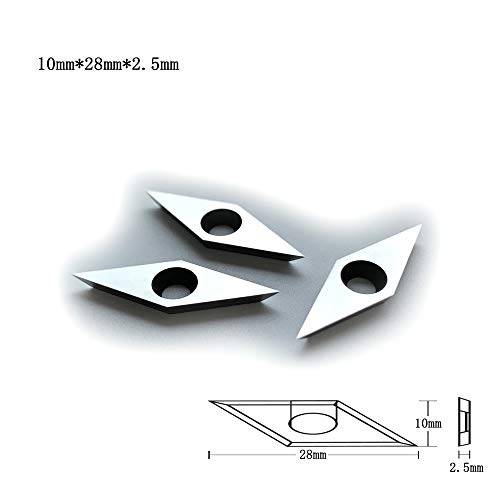 FomaSP  다이아몬드 샤프 날카로운 End 카바이드 커터 인서트 (10mm(0.39) X28mm(1.10) X2.5mm(thickness)) 카바이드 커터 인서트 우드 선회 선반 툴, 팩 of 3
