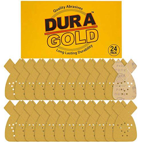 Dura-Gold - 프리미엄 후크&  루프 - 24 시트 of 400 그릿 12-Hole 후크&  루프 샌딩 시트 마우스 샌더스 - 박스 of 24 시트 fits 블랙 and 데커 마우스 샌더스