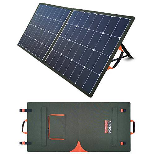 AIMTOM SolarPal 100W 휴대용 태양광 패널 파워 스테이션, 태양광 발전기, 폰 and 노트북, 폴더블 태양광 파워 충전기 캠핑, Rv, 홈 QC USB, 18V DC 포트 and MC-4 출력