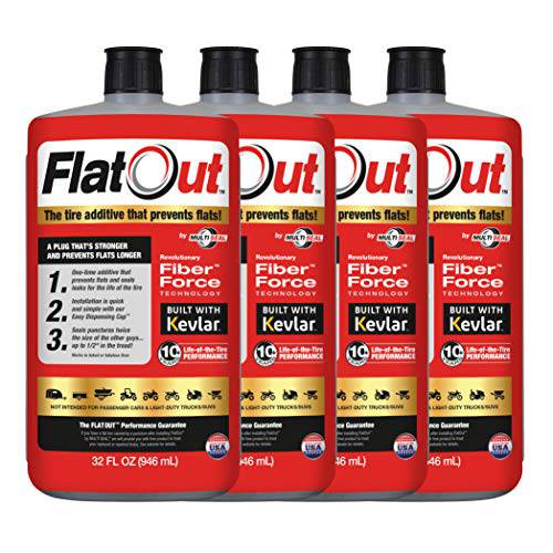 FlatOut 99906 타이어 실란트 (Multi-Purpose 공식), Great 보트 트레일러, ATV/ UTV, 골프 카트, 먼지 자전거, 라이딩 잔디 모어, 스노우 송풍기 and More, 32-Ounce, 4-Pack