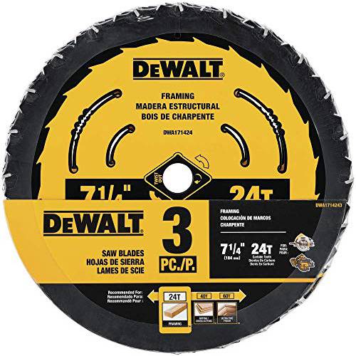 DEWALT DWA1714243 7-1/ 4-Inch 24-Tooth 원형 톱날, 3-Pack