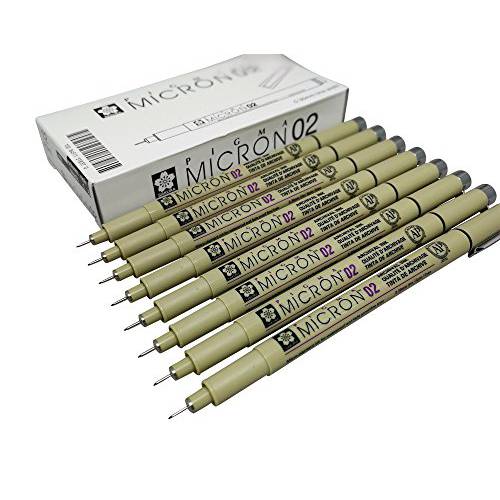 Sakura Pigma Micron 드로잉 Pens,펜 02 블랙 잉크, 라인 폭 0.3mm - 8 팩 of Micron 02 블랙