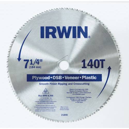 IRWIN  툴 클래식 Series 스틸 유선 원형 톱날, 7 1/ 4-inch, 140T, .087-inch Kerf (21840ZR)