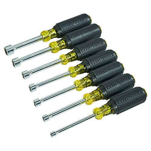 Klein Tools 631M 공구세트, 마그네틱,자석 너트 드라이버 사이즈 3/ 16, 1/ 4, 5/ 16, 11/ 32, 3/ 8, 7/ 16 and 1/ 2-Inch on 3-Inch 풀 구멍 샤프트, 7-Piece