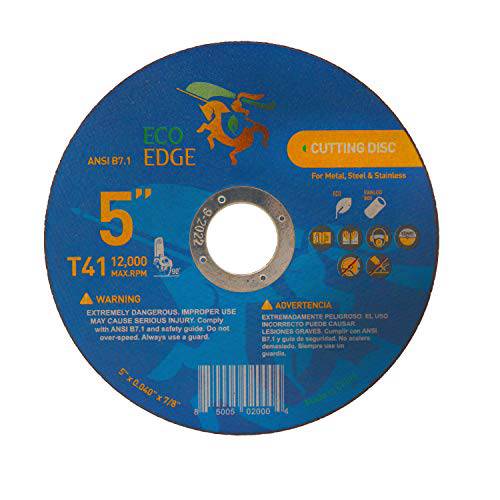 Eco Edge 50-Pack 5-Inch Cut Off 휠: 사이즈 5x0.045x7/ 8 알루미늄옥사이드 이중 한층더강화된 우수한 듀러블 커팅 휠 앵글 그라인더, 타입 41,  매우얇은, Cut 메탈&  스테인레스 스틸