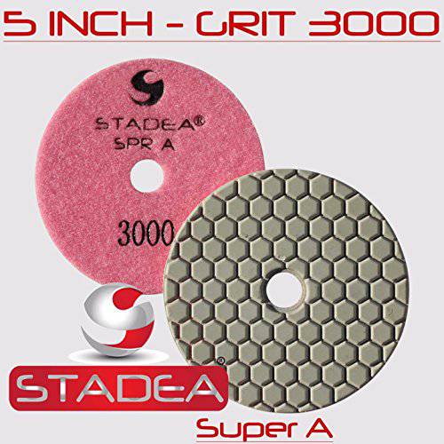 Stadea 다이아몬드 폴리싱 원형사포 - 5 콘크리트 대리석무늬,마블 Stone 폴리싱 드라이 그릿 3000, DPPD05SPRA30001P