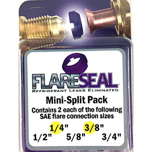 FlareSeal  모델 MSP-0406 누수 프리 SAE 플레어 커넥션 - 냉각제 누출 냉각, HVAC, Ductless, 슈레이더 밸브 or 미니 스플릿 사용목적 (1/ 4, 미니 스플릿 팩 - (2) 1/ 4 and (2) 3/ 8)