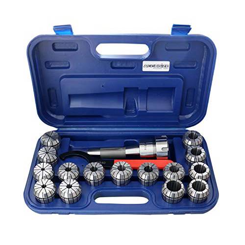 Accusize Industrial Tools 15 Pc Er40 콜레트 세트 플러스 1 pc R8 Bridgeport 생크 홀더 and a 렌치 in 사이즈피팅 박스, 0223-0984
