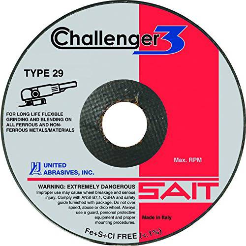 United Abrasives- SAIT 27611 60 그릿 챌린저 3 타입 29 그라인딩 휠 (10 팩), 4-1/ 2 x 1/ 8 x 7/ 8