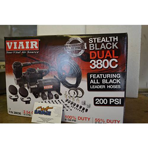 VIAIR 38036 듀얼 밸류 팩 (380C 200 PSI), 스텔스 블랙