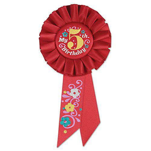 Beistle My 5th 생일 Rosette, 3-1/ 4-Inch by 6-1/ 2-Inch
