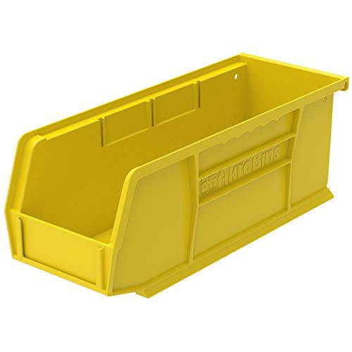 Akro-Mils 30224 AkroBins 플라스틱 스토리지 통 걸수있는 스태킹 컨테이너, (11-Inch x 4-Inch x 4-Inch), Yellow, (12-Pack) (30224YELLO)