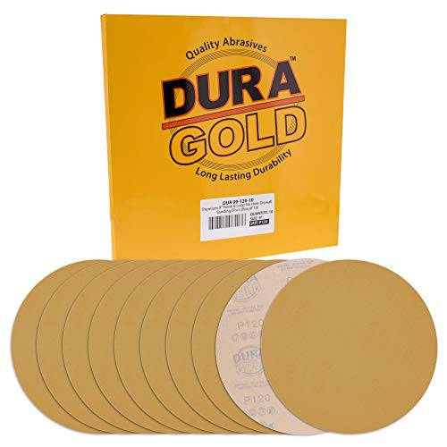 Dura-Gold  프리미엄 9 건식벽체 원형사포 - 120 그릿 (박스 of 10) - High-Performance 사포 원형  후크&  루프 백킹, 고속 커팅 알루미늄옥사이드 연마제 - 건식벽체 파워 샌더, 우드