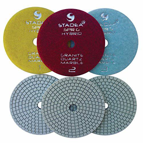 Stadea PPH104S 다이아몬드 폴리싱 패드 쓰리 3-Step 습식건식 4 스텝 3 패드 대리석무늬,마블 글래스 Quartz 폴리싱