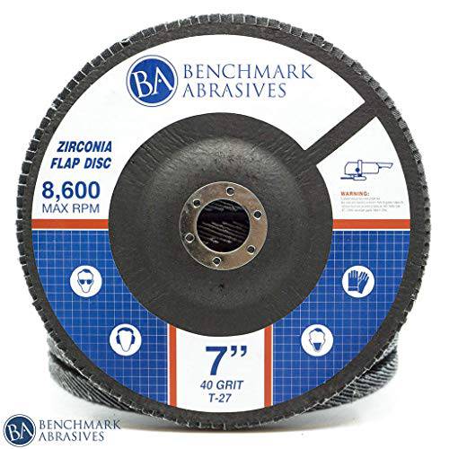 Benchmark Abrasives 7 x 7/ 8 프리미엄 하이 농도 점보 지르코니아 타입 27 덮개 원형 - 10 팩 (40 그릿)