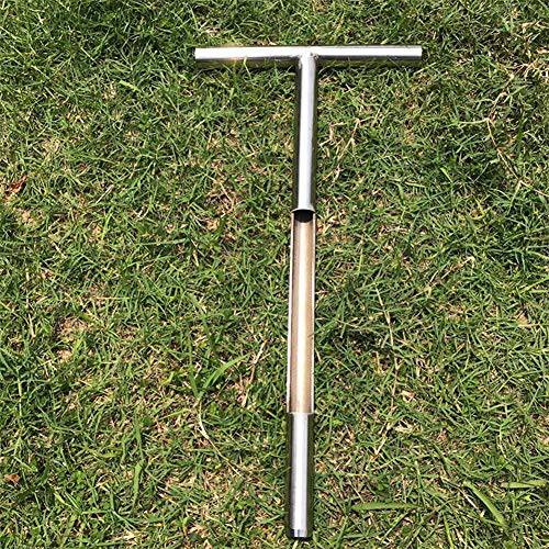20 인치 골프 Soil Sampler Probe,  스테인레스 스틸 T-Style 손잡이 흙 테스트 키트 (실버)