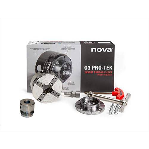 Nova 48290 프리미어 Pro-Tek G3 척 키트 Pro-Tek 2 밑날 세트, Woodworm 스크류, &  악세사리, 번들 Nova ISNS 5/ 8 플레인 구경 인서트 (to 호환 Shopsmith etc.)