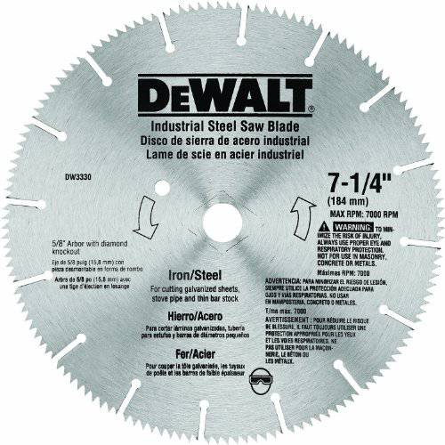 DEWALT DW3330 7-1/ 4-Inch 아이언 and 스틸 커팅 분할 톱날 5/ 8-Inch and 다이아몬드 Knockout Arbor, 실버