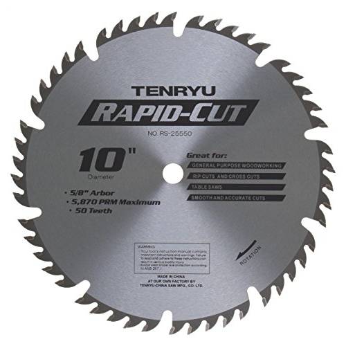 Tenryu RS-25550 10 50 톱니 5/ 8 Arbor 다용도, 다목적 우드 블레이드