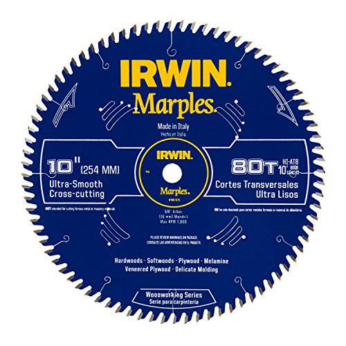 IRWIN Marples 10-Inch 원형 톱날, Hi-Alternate 톱니 사각, 80-Tooth (1807370)