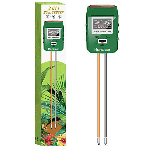 Kensizer 3-in-1 흙 테스터, 모이스처/ 라이트/ pH 미터, 워터 습도계 햇빛 테스터 디지털 식물 탐침,탐색기, 원예 잔디 Farm 테스트 키트