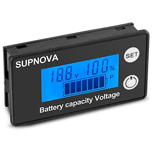 SUPNOVA 배터리 Monitor12v 24v 36v 48v 60v 72v, 골프 카트 배터리 Testers 디지털 배터리 용량 8-100V 전압 모니터 Remaining 용량 Percentage 테스터 부저 Alarm(Bule)