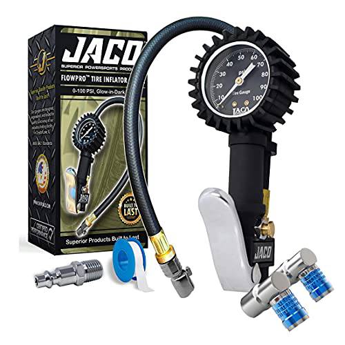 JACO 라이트닝 자전거 타이어 인플레이션 키트 | 라이트닝 L3-Series 자전거 에어 척& FlowPro 타이어공기주입기 게이지 (100 PSI)