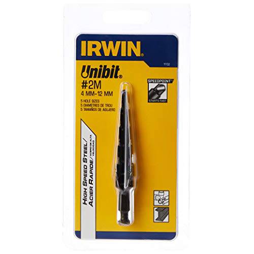 Irwin 11102 Unibit2M 4-Millimeter to 12-Millimeter by 1/ 4-Inch 생크 스텝 드릴 비트