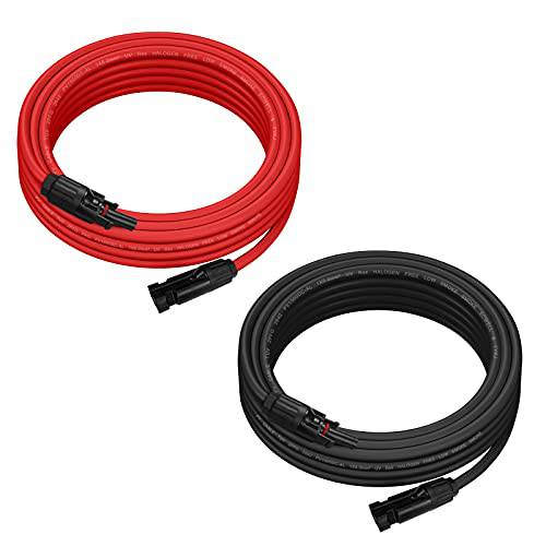 Ansxiy 10AWG 태양광 패널 와이어 and 케이블, 연장 케이블 내후성 Male and Female 커넥터 태양광 패널 와이어 어댑터 키트 (5FT 레드+ 5FT 블랙)