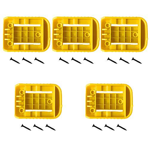 weqcter 배터리 마운트 홀더 디월트 배터리 도크 홀더 호환 20V 60V Yellow (No 배터리) 5packs