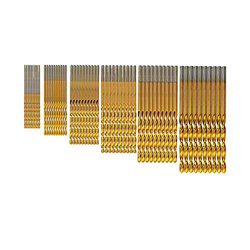 60PCS 티타늄 마이크로 트위스트 드릴 팁 1mm, 1.5mm, 2mm, 2.5mm, 3mm, 3.5mm-10pcs Each，Micro 드릴 팁 우드, 메탈, 스틸, 플라스틱, 알루미늄