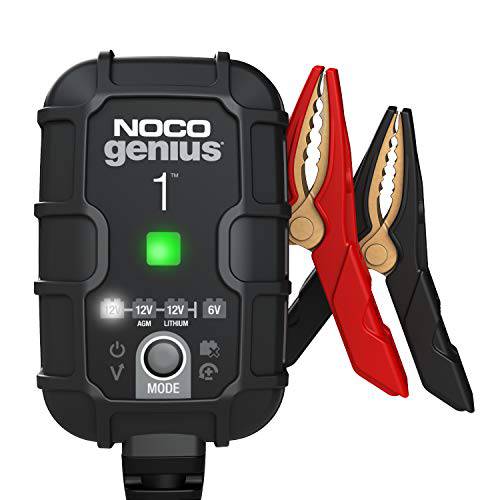 NOCO GENIUS1, 1-Amp Fully-Automatic 스마트 충전기, 6V and 12V 배터리 충전기, 배터리 메인테이너, 물방울 충전기, and 배터리 탈황제 온도 보상