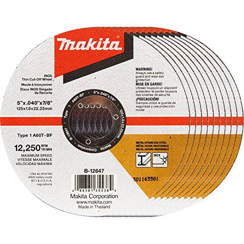 Makita B-12647-10 5 x .040 x 7/ 8 이녹스 Thin Cut-Off 휠, 10/ Pk