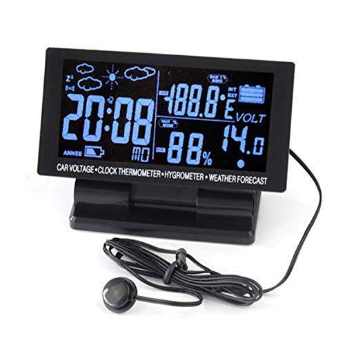 TOTMOX 다기능 오토 미터 자동차 시계 - 12V/ 24V 디지털 LCD 디스플레이 자동차 온도계 알람 시계 - 자동차 온도계 120x60x20mm