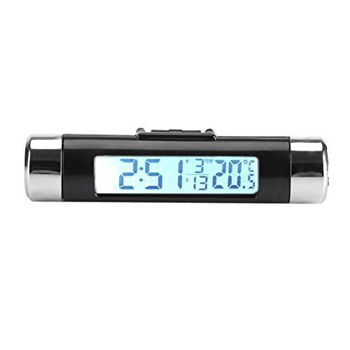 Pssopp LCD 디스플레이 디지털 Clip-on 자동차 시계 온도계 온도 미터 게이지 자동차 미니 시계 모니터 백라이트 트럭 Car(White 백라이트)
