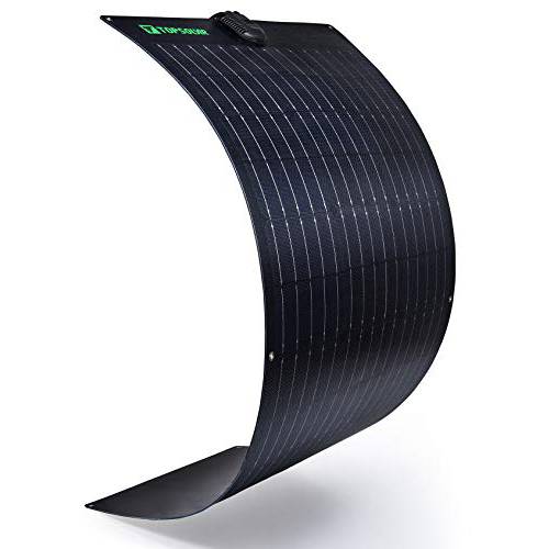 Topsolar 플렉시블 태양광 패널 100W 24V/ 12V 단결정 구부릴수있는 - 100 와트 12Volt Semi-Flexible 모노 태양광 판넬 충전기 Off-Grid RV 보트 Cabin 밴 자동차 고르지않은 표면