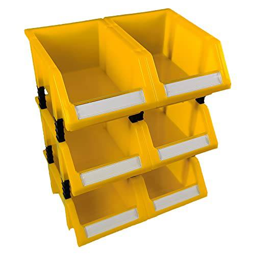 스몰 파츠 스토리지 통 하드웨어 스토리지 오거나이저,수납함,정리함 스크류 수납 적재가능 스토리지 쓰레기통 craftsman 스토리지 쓰레기통 6 팩 (Yellow)