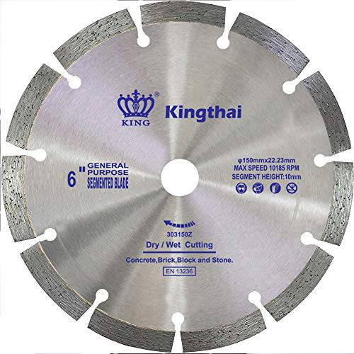 Kingthai 6 인치 습식건식 분할 커팅 콘크리트 다이아몬드 톱날 석공직 7/ 8-5/ 8 인치 Arbor