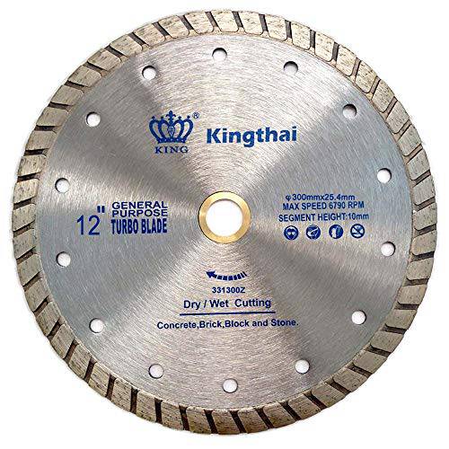 Kingthai 12 인치 터보 끊김없는 림 콘크리트 다이아몬드 톱날 1-7/ 8 Arbor 석공직 스톤