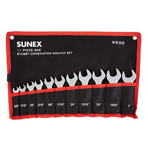 Sunex 툴 9930 SAE Stubby 콤비네이션 렌치 세트, 3/ 8-Inch - 15/ 15-Inch, 11-Piece