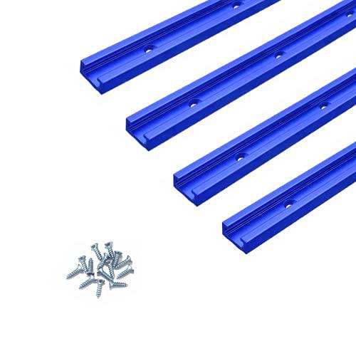 48’’ T-Tracks 목공, 4 팩 미리뚫린 범용 T 트랙, 파인,가는 Sandblast 블루 양극처리, 견고한 and 듀러블 알루미늄 T 트랙 키트, 포함 7 x 5/ 8’’ 플랫 헤드 스크류