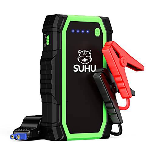 SUHU 자동차 점프 스타터, 1000A 피크 12V 휴대용 자동차 배터리 점프 Starter（up to 3.5L 가스/ 2.5L 디젤 엔진 자동차 Jumpstarter Powerpack 플래시라이트,조명 and 스마트 점퍼 케이블, 듀얼 USB 출력