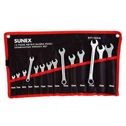 Sunex 9715A 매트릭 Raised 패널 콤비네이션 렌치 세트, 14 피스