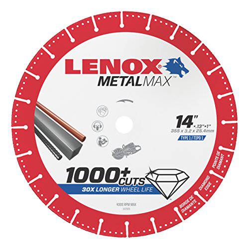 LENOX 툴 METALMAX Cut Off 휠, 다이아몬드 엣지, 14-Inch x 1-Inch (1972932)