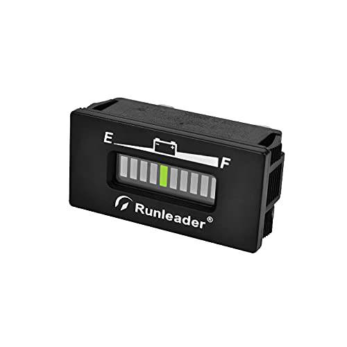 Runleader 12/ 24V 36V 48V LED 배터리 용량 인디케이터, 배터리 충전 and Discharge 테스터 골프 카트 스태킹 머신 RV 여행용 트레일러 Go-Kart and 바닥 케어 장비 (48V).