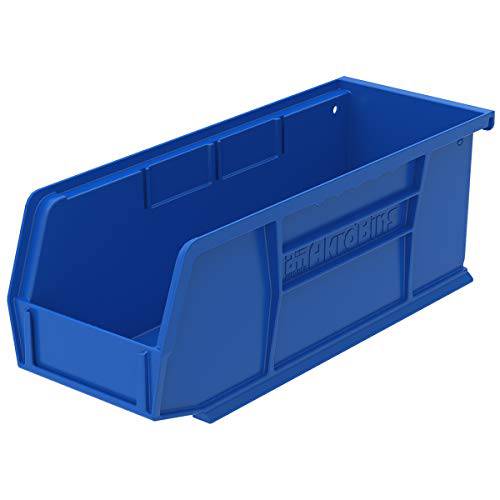 Akro-Mils 30224 AkroBins 플라스틱 스토리지 통 걸수있는 스태킹 컨테이너, (11-Inch x 4-Inch x 4-Inch), 블루, (12-Pack)
