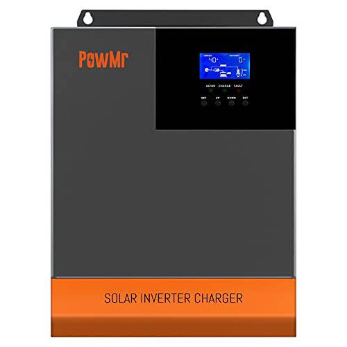 PowMr 5000 와트 태양광 하이브리드 인버터 48V DC to 110V AC,  올인원 Off 그리드,격자무늬 5000W 퓨어 사인 Wave 인버터 충전기 80A MPPT 컨트롤러, 맥스 500V PV 입력,  48V 납산/ 리튬 배터리